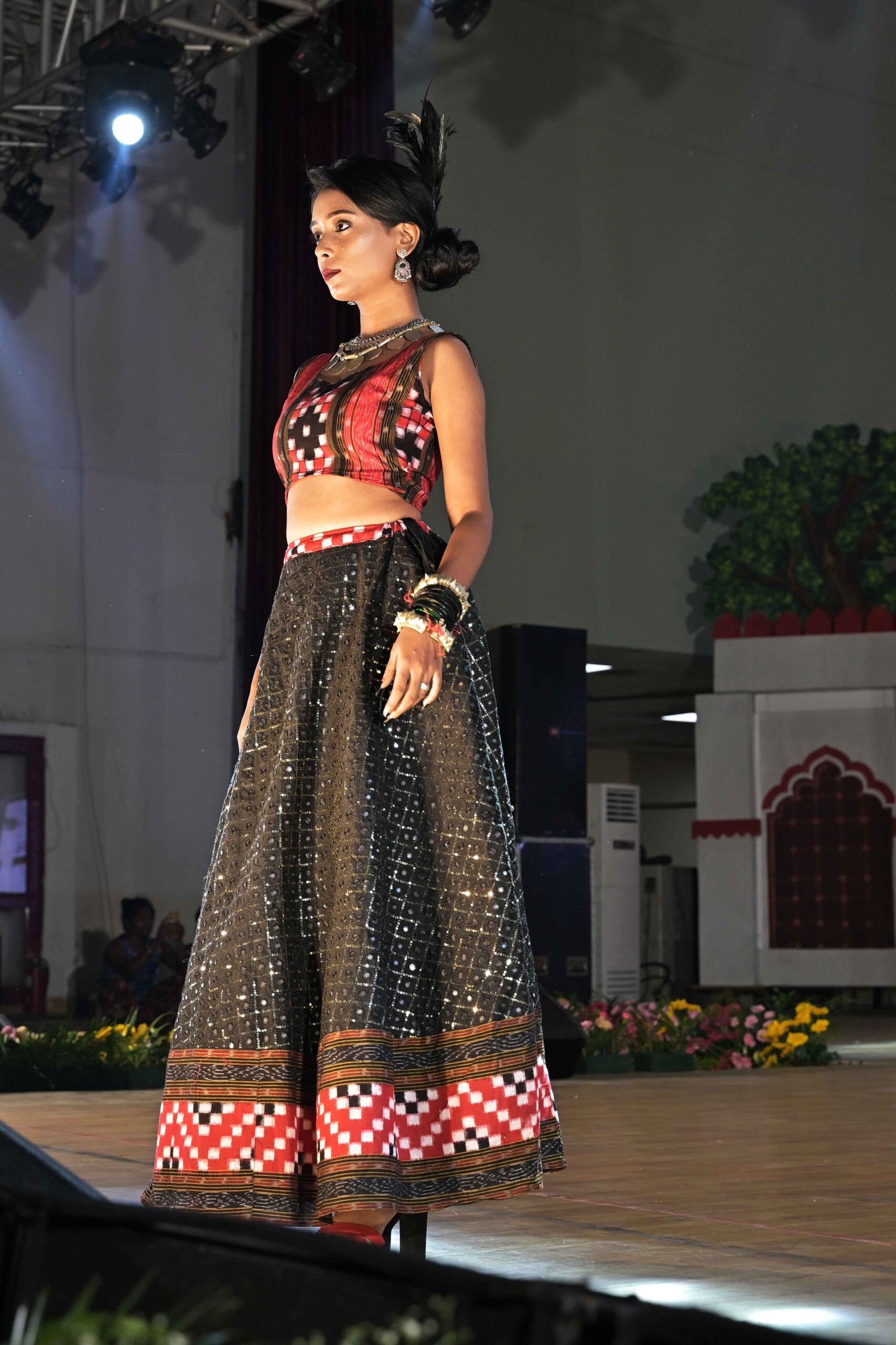 Black saptaper silk kaudi lehenga - Image 3