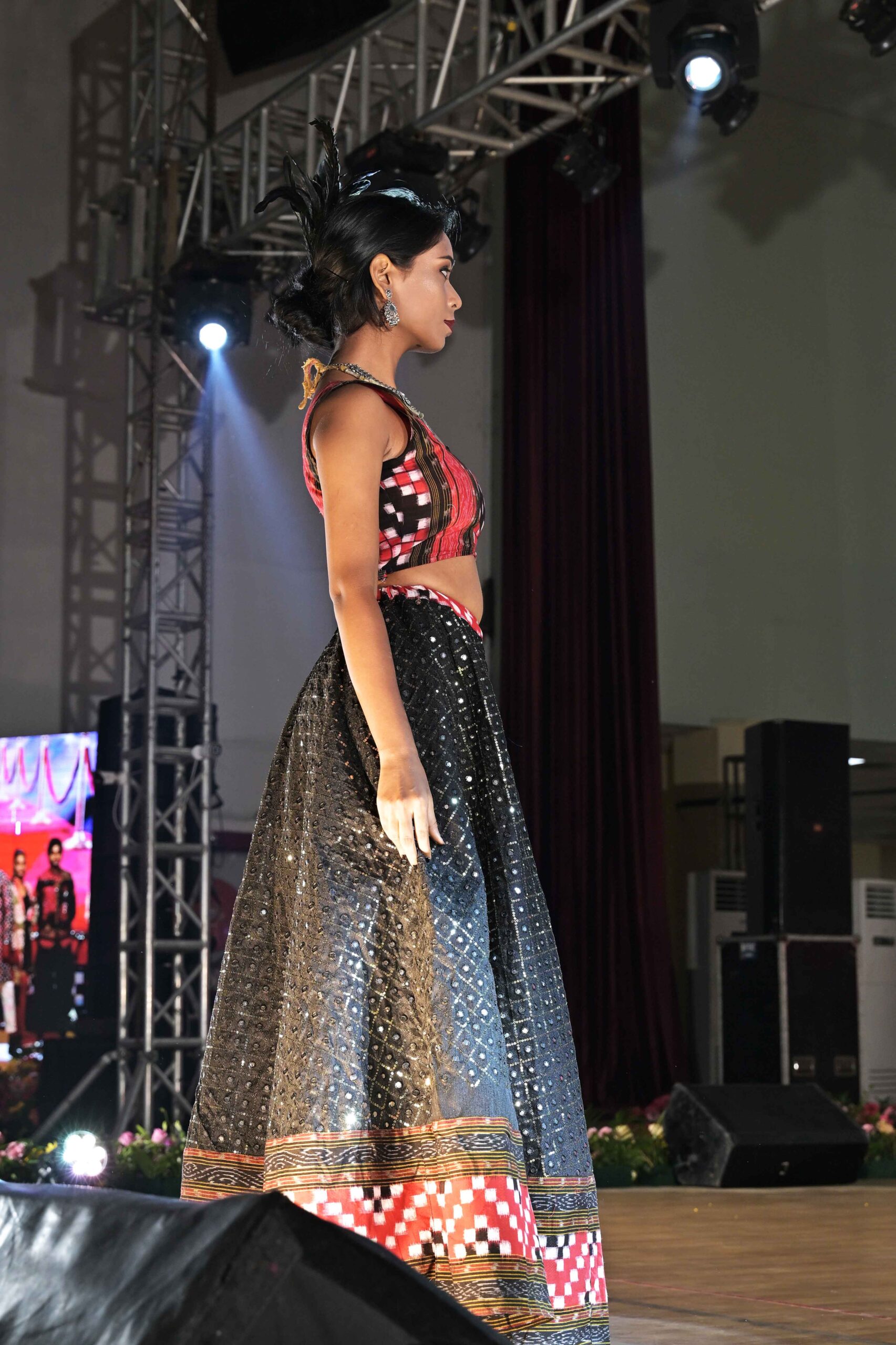 Black saptaper silk kaudi lehenga - Image 4