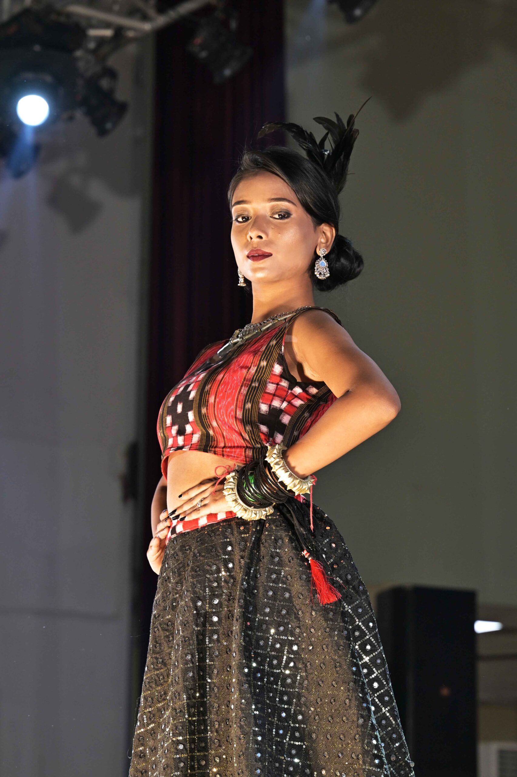 Black saptaper silk kaudi lehenga - Image 2