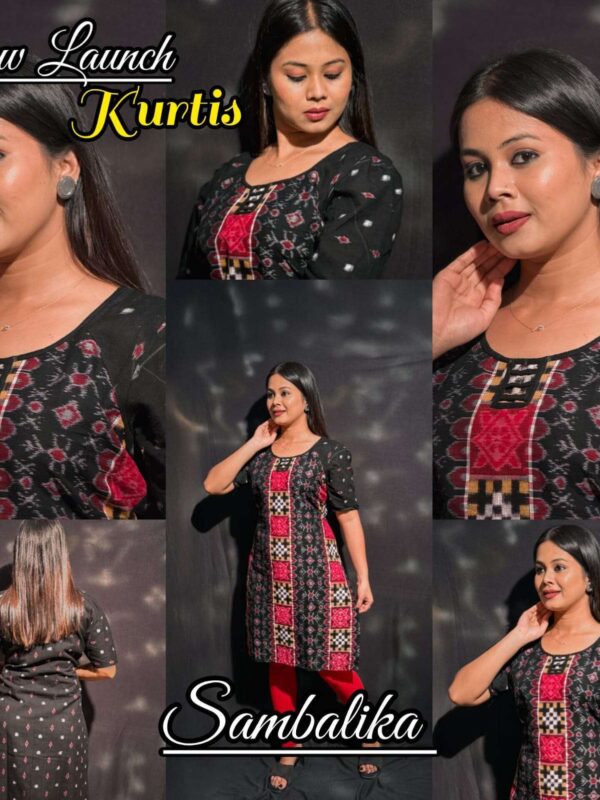 Red and black saptaper fusion kurti