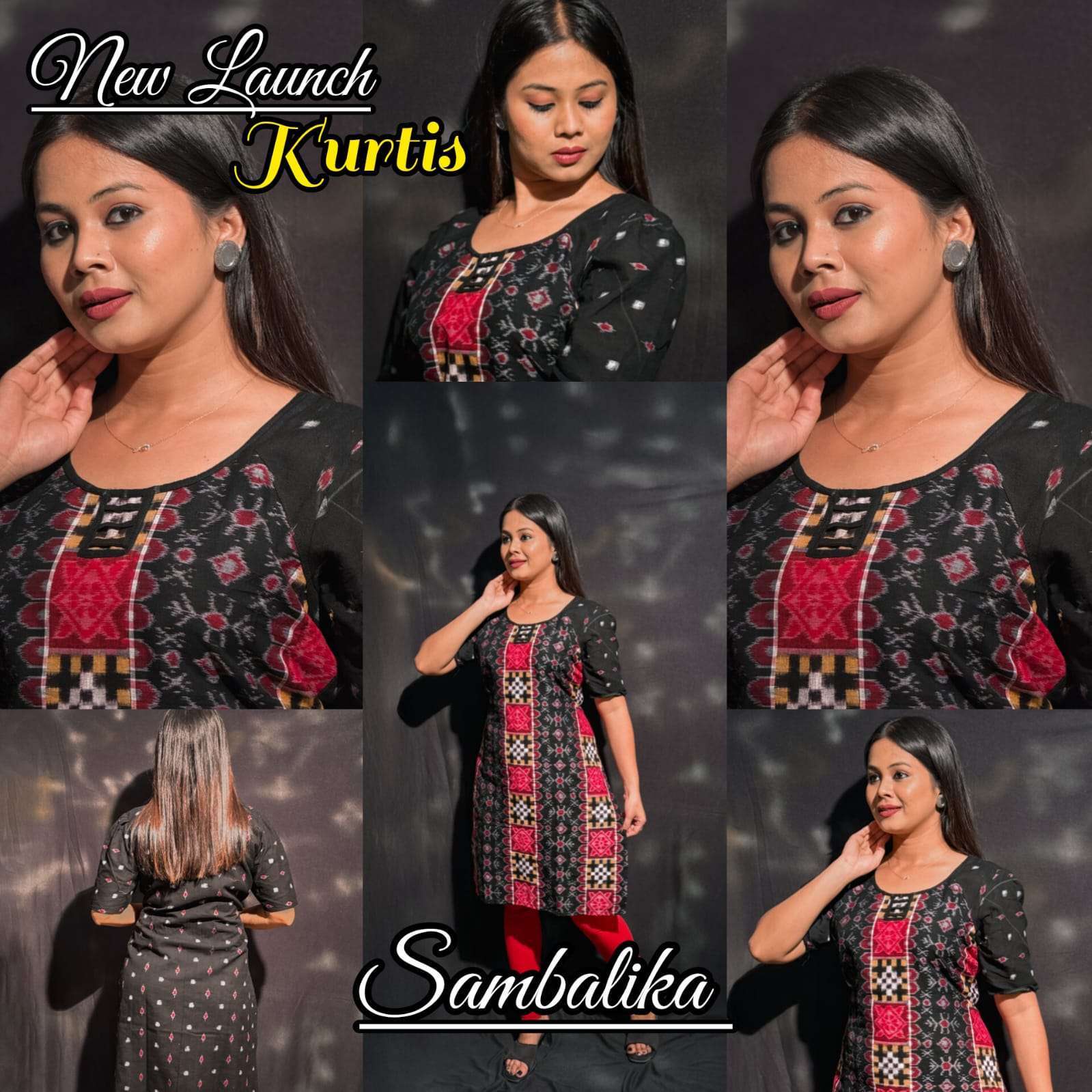 Red and black saptaper fusion kurti