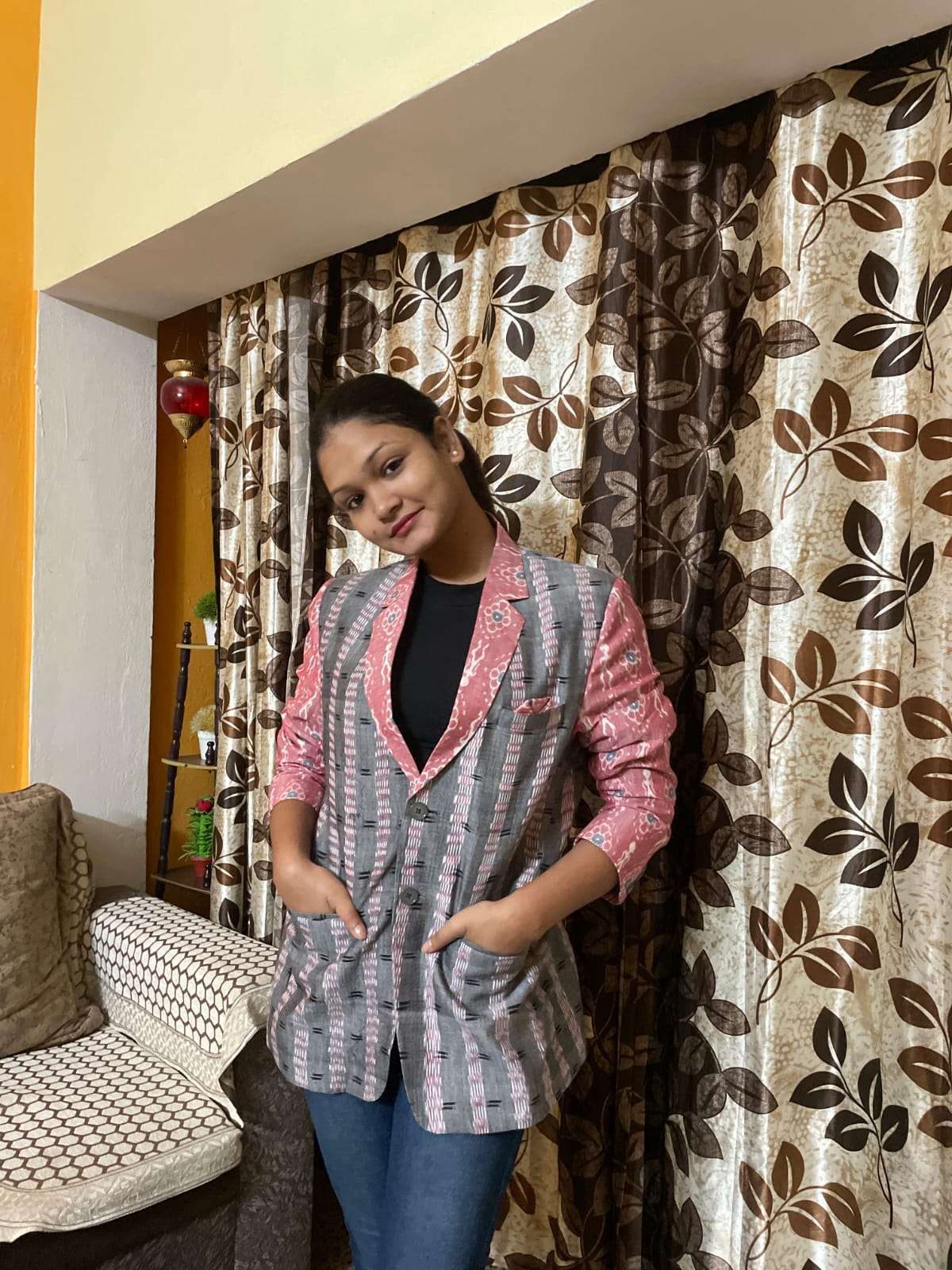 Pink Tribal grey Bandha combo (Women Blazer) - Image 3