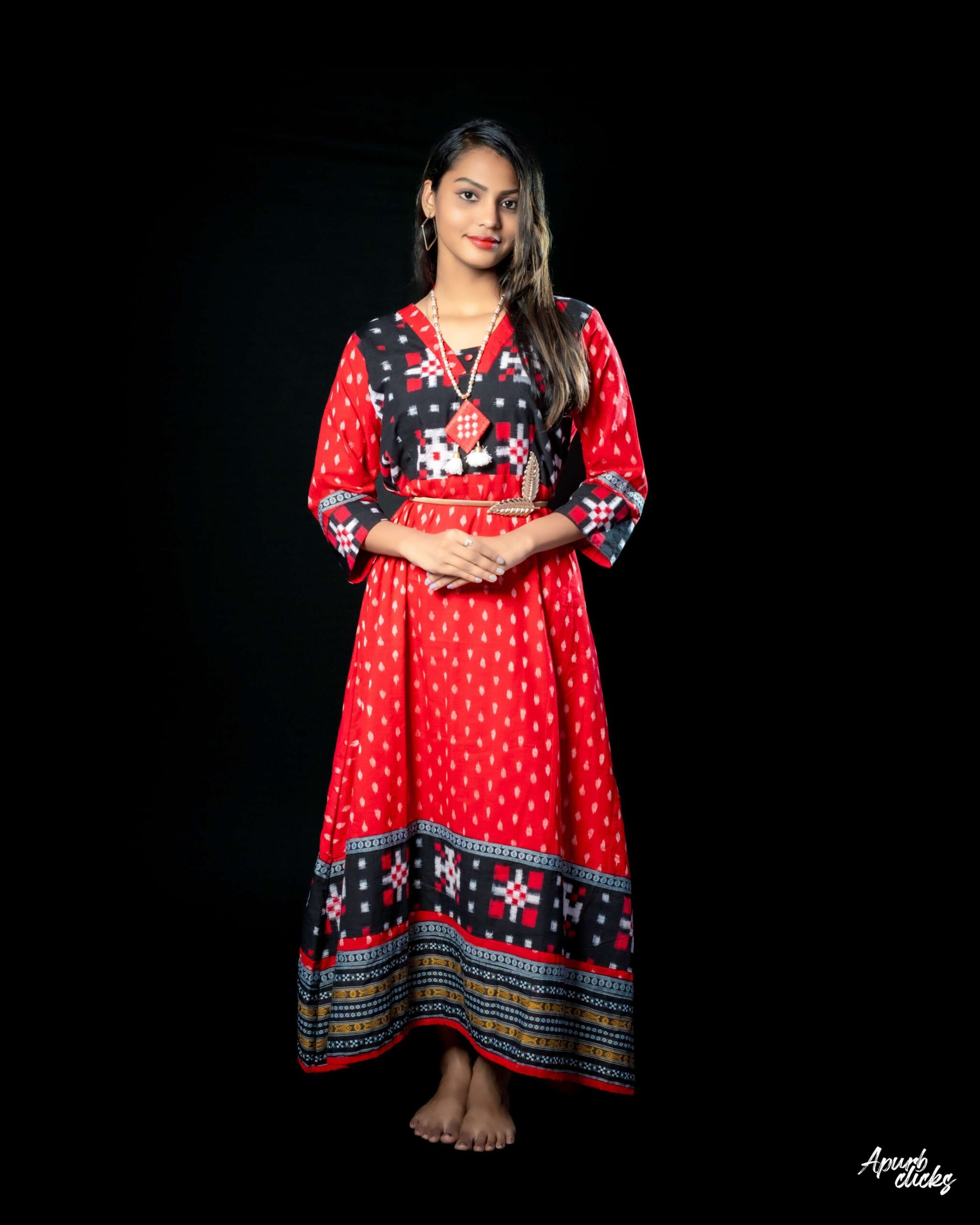 Red Black Sapta with Red Buti