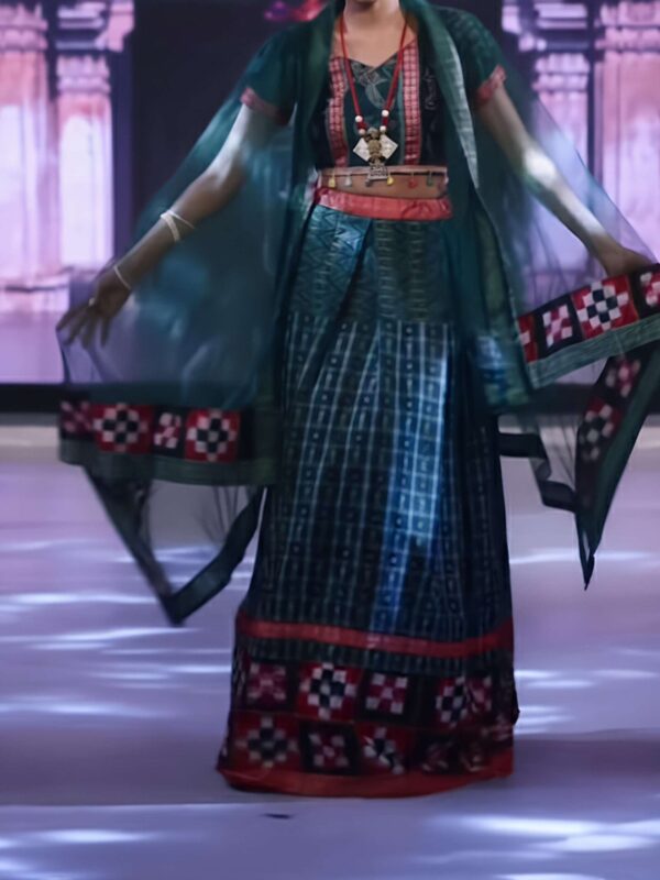 Green saptaper unique design lehenga